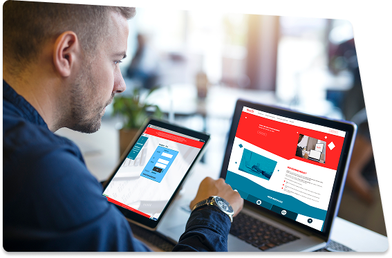Interface Nearfix affichée sur tablette et ordinateur dans un environnement professionnel